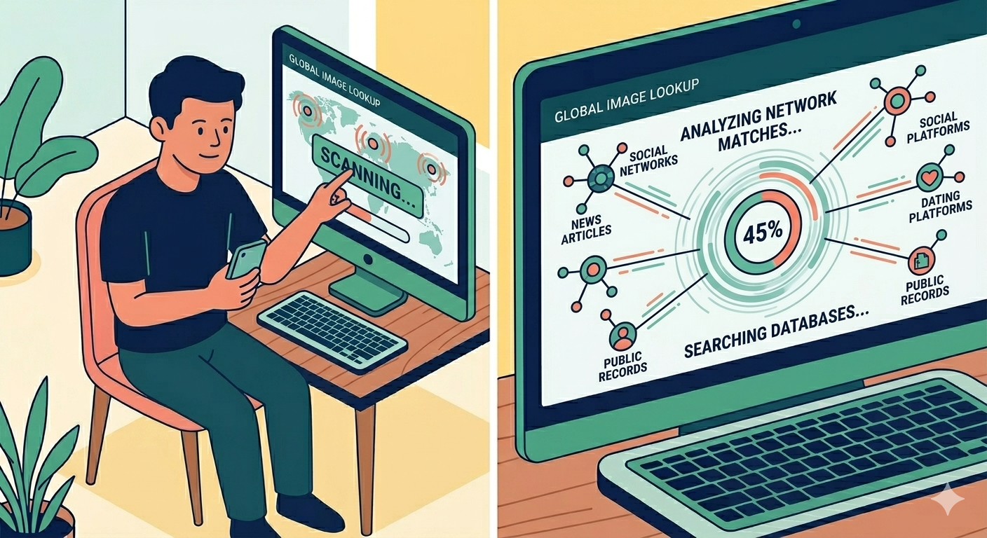 Analyzing network matches and searching databases across platforms
